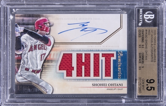 2020 Topps Luminaries "Hit Kings Autographs" Red #SO Shohei Ohtani Signed Jersey Card (#03/10) - BGS GEM MINT 9.5/BGS 9